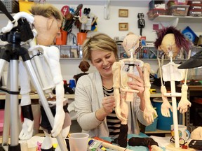 Crispi Lord of Stumped Productions works on one of 44 puppets for a Shakespeare on the Saskatchewan production in Saskatoon, SK on January 23, 2018. Stumped Productions partnered with the Saskatoon Poetic Arts Festival for a "puppet slam" on May 9, 2019. (Michelle Berg / Saskatoon StarPhoenix)