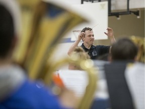 BESTPHOTO  SASKATOON, SK--MAY 24/2019-9999 News Teacher PMO Award- Teacher Michael Kurpjuweit, who recently won a Prime MinisterÕs Award for Teaching Excellence for his work in music education at Brunskill School, leads his student in music class at the school's gym in Saskatoon, SK on Friday, May 24, 2019.