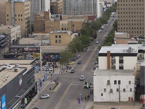 A photo of Second Avenue taken from the tower at Parcel Y, in Saskatoon, SK on Wednesday, July 18, 2018.