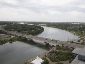 A photo of Idylwyld Bridge taken from the tower at Parcel Y, in Saskatoon, SK on Wednesday, July 18, 2018.