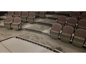 Tommy Douglas Collegiate's theatre was vandalized on May 15, 2019 after someone emptied a 10 lb. fire extinguisher in the theatre and sound booth. The incident took place in the evening after school hours. Photo by Saskatoon Fire and Flood.