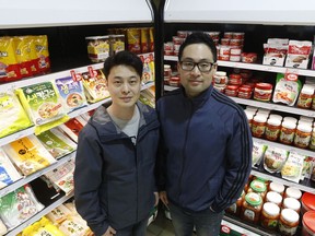 Co-owners of the K Market on Central Avenue, Daniel Baek and Jun Kweon, can be seen among the many speciality products the two carry at the K Market in Saskatoon Sask. on April 26, 2019. Carrying a variety of products from Korea and Japan, the two hope to meet the needs of a pallet here in Saskatoon.