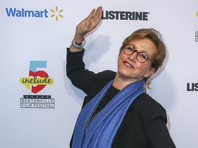 Gabrielle Carteris, president of SAG-AFTRA, walks the blue carpet at the Geena and Friends event at the Crystal Bridges Museum of American Art on May 8, 2019 in Bentonville, Ark. (Tasos Katopodis/Getty Images for Bentonville Film Festival)