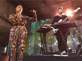 British DJ Bonobo (right) and accompanying singer Szjerdene (left) brought a club-style beat to the Sasktel Saskatchewan Jazz Festival on Tuesday, June 26th.