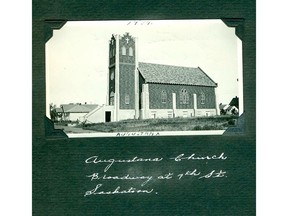 Saskatoon's Augustana Lutheran church at the corner of Broadway and 7th street in 1939. The congregation purchased the site for $800 in 1930. A newly-dug basement held services for the next six years until the official laying of the cornerstone on October 18, 1936.