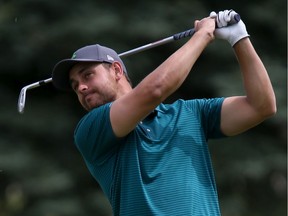 Danny Klughart, shown here teeing off in the Saskatoon Amateur city golf championship at Riverside Golf and County Club in Saskatoon on June 26, 2017, was a double-winner at this year's Lobstick.