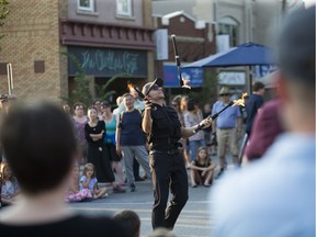 A street performer at the Saskatoon Fringe Festival on Broadway Avenue.