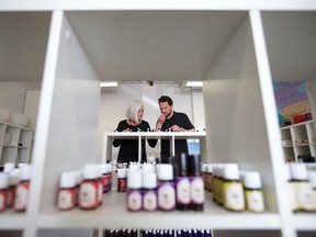 Mother and son duo Renee Mohr and Joshua Turner run World of Oils, an essential oils and aromatherapy store in Saskatoon. Photo taken May 31, 2019.