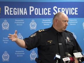 Regina Police Service Chief Evan Bray speaks about the release of the final report into MMIWG, Reclaiming Power and Place, in Regina.