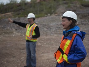 Saskatchewan Energy and Resources Minister Bronwyn Eyre at the abandoned Gunnar uranium mine site in northern Saskatchewan during a media tour in June 2019.