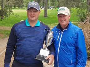 2019 Scotia Wealth Management Open champion Pat Marcia, left, with tournament chair Dean Prosky.