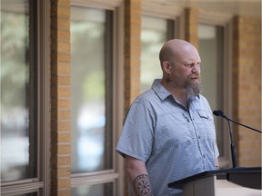 Shane Partridge speaks during a press conference for the expansion of adult programming at the Calder Centre in Saskatoon, Sk on Monday, June 10, 2019.