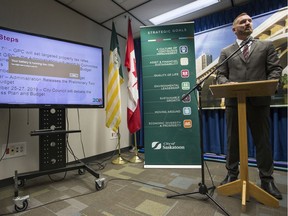 City of Saskatoon chief financial officer Kerry Tarasoff speaks during a media event about the city's two-year budget at city hall in Saskatoon, SK on Wednesday, June 12, 2019.