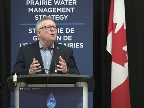 Minister of Public Safety and Emergency Preparedness Ralph Goodale addresses the Prairie Water Summit at the Delta Hotel in Regina on June 24, 2019.