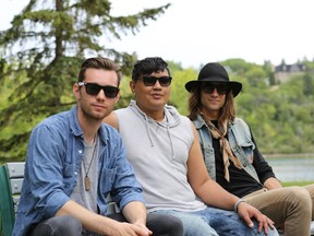 The Steadies sit for a portrait in Saskatoon, Sask. on June 24, 2019. The Steadies are a Saskatoon dance-rock band, including members (l to r) Jesse Clark, Earl Pereira and Kurtis Schultz.