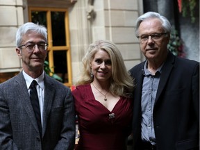 The Lewis and Salkeld Trio, (l to r) Bruce Wilkinson, Kathi Lewis, and Kim Salkeld, before their show at 2nd Ave Grill during the 2019 SaskTel Saskatchewan Jazz Festival. (Alexa Lawlor / Saskatoon StarPhoenix)