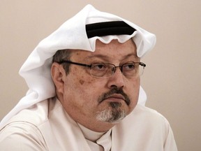 In this file photo taken on December 15, 2014 Saudi journalist Jamal Khashoggi attends a press conference in the Bahraini capital Manama.