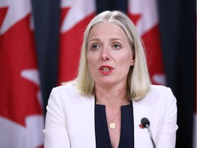 Environment Minister Catherine McKenna speaks during a news conference about the government's decision on the Trans Mountain Expansion Project in Ottawa, Ontario, Canada, June 18, 2019. REUTERS/Chris Wattie