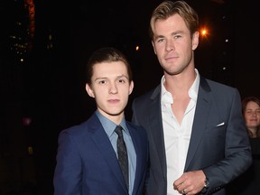 Tom Holland and Chris Hemsworth attend an afterparty for the premiere of "In The Heart Of The Sea" at Appel Room on Dec. 7, 2015 in New York City. (Jamie McCarthy/Getty Images)