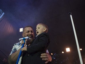 Bodhi McKenzie joins Johnny Reid and his band to perform at the SaskTel Jazz Fest at the Bessborough Gardens in Saskatoon, SK on Saturday, June 29, 2019.