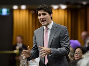 Prime Minister Justin Trudeau stands during question period in the House of Commons on Parliament Hill in Ottawa on Tuesday, June 11, 2019.