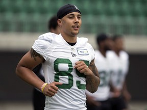 Receiver Brayden Lenius is to dress for his first game with the Saskatchewan Roughriders on Saturday against the Calgary Stampeders.