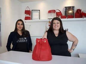 SheNative CEO Devon Fiddler (left) and director of business development Tori-Lynn Wanotch (right) pose for a photo in their clothing store in Saskatoon on July 5, 2019. SheNative is a fashion and lifestyle brand that supports Indigenous women and girls.