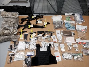 Police in Saskatoon seized various drugs and firearms on Saturday, July 13, 2019. A 35-year-old man faces more than 50 charges.