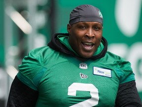 Defensive tackle Micah Johnson is still looking for his first sack as a member of the Saskatchewan Roughriders.