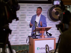 Vendasta CEO Brendan King announces $40 million in new venture capital at a press event in Vendasta's office in downtown Saskatoon on July 17, 2019.