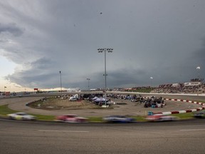 Storm clouds move in during the Pinty's NASCAR series stop at Wyant Group Raceway in Saskatoon, SK on Wednesday, July 24, 2019.
Stock photo