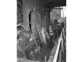 Repairs being done to the 23rd Street subway, from Aug. 1, 1950. (City of Saskatoon Archives StarPhoenix Collection S-SP-B205-1)