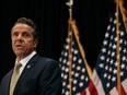 New York Governor Andrew Cuomo delivers a speech on the importance of renewable energy and signs the Climate Leadership and Community Protection Act at Fordham Law School in the borough of Manhattan on July 18, 2019 in New York City.
