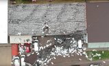 A screen shot of aerial footage of a business that had its roof torn off by a storm passing through Saskatoon on July 18, 2019.