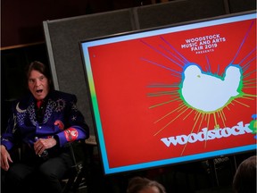 John Fogerty speaks at the lineup announcement for Woodstock 50 in New York, March 19, 2019.