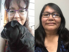 Lee Deneka (left) and Annel Bear (right) are cousins separated by the Sixties Scoop. They found each other after a friend launched a Facebook search and are reuniting in Nipawin for the first time this weekend.