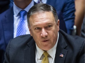 NEW YORK, NY - AUGUST 20: U.S. Secretary of State Mike Pompeo attends a Security Council meeting at the United Nations on August 20, 2019 in New York City. Prior to the meeting on the Middle East, Pompeo acknowledged that ISIS has gained ground in some areas.
