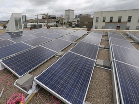These solar panels on top of the Two Twenty Building, seen here in May of 2016, represents one of the projects by the SES Solar Co-operative Ltd., which wants to expand its partnership with the City of Saskatoon.