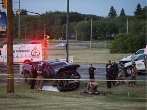 The aftermath of the June 19, 2017 crash at Airport Drive and Circle Drive that killed 22-year-old Austin Eaglechief.