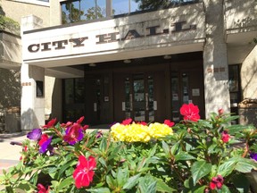 The Third Avenue entrance to Saskatoon city hall is shown on July 29, 2019 during a break from a city council meeting. (Phil Tank/The StarPhoenix)