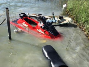 A 54-year-old woman was thrown from a Sea Doo that the Lakeland and District Fire Department said exploded at startup. The woman was injured and was taken to hospital. Photo courtesy of Lakeland and District Fire Department. ORG XMIT: jbFQPdIipcKSmR2KoLke