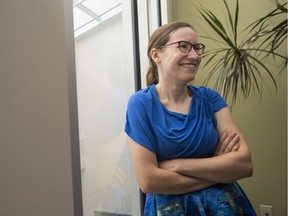 Sara Dungavell, who works at OUTSaskatoon providing LGBTQ2+ safe care, in her office in the Student Wellness Centre at the University of Saskatchewan on Wednesday, August 21, 2019.