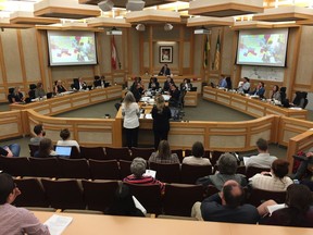 Saskatoon city council debates the low-emissions community plan in council chamber at city hall in Saskatoon, Sask., on Monday, Aug. 26, 2019. (Phil Tank/The StarPhoenix)