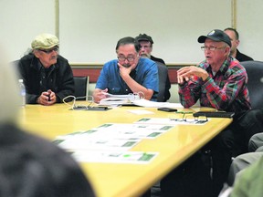 Bryan Lee (right), president of the Fish Lake Métis, voices his concerns about clearcutting at a meeting with Ministry of Environment representatives in Prince Albert on August 27, 2019. Jayda Noyes/Prince Albert Daily Herald