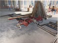 Court exhibit photo of collapsed Pilosio table cart that fatally crushed 21-year-old Eric Ndayishimiye on July 21, 2016. Ndayishimiye was working for Banff Constructors on the Jim Pattison Children's Hospital. His employer and Pilosio Canada Inc. are charged with infractions under the Occupational Health and Safety Act.