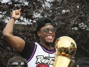 Kyle Lowry at the Raptors Championship parade in Toronto on Sunday June 16, 2019.