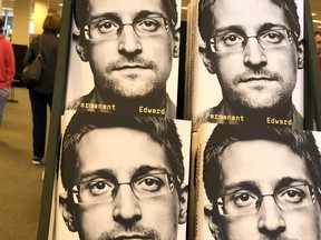 Newly-released "Permanent Record" by Edward Snowden is displayed on a shelf at a Barnes and Noble bookstore on September 17, 2019 in Corte Madera, California