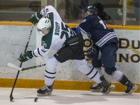 Sam Ruopp and the University of Saskatchewan Huskies, shown here in this file photo, lost to the Mount Royal University Cougars in U Sports Canada West season-opening action Friday.