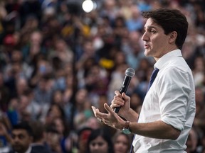 Justin Trudeau speaks at a town hall at the University of Regina on Jan. 10, 2019. BRANDON HARDER/ Regina Leader-Post