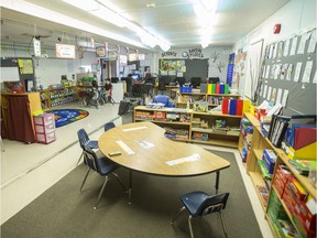 Lana Maurice, left, a Grade 5 student, and Dean Maurice, a Grade 6 student, talk in the Sasdaze School in Bear Creek, SK on Thursday, January 17, 2019. Sasdaze School was temporarily shut down in December 2018 because Northern Lights School Division couldn't find someone willing to head the one-room school.